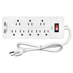 iCAN 8 Outlets 2 USB-A Surge Protector with 6ft Cord