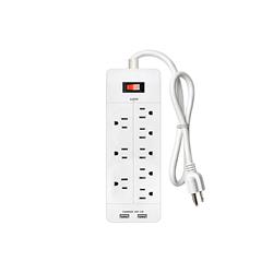 iCAN 8 Outlets 2 USB-A Surge Protector with 6ft Cord