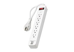 iCAN 6 Outlets 2 USB-A Surge Protector with 6ft Cord