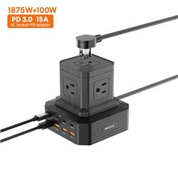 iCAN 5 Outlets 8 USB Ports PD 100W GaN Surge Protector with 6.6ft