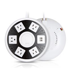 iCAN 5 Outlets 2 USB-A UFO Surge Protector with 5ft Cord