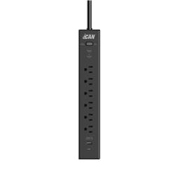 iCAN Multiprise parafoudre à 6 prises avec cordon de 1,8 m, noir