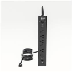 iCAN Multiprise parafoudre à 6 prises avec cordon de 1,8 m, noir