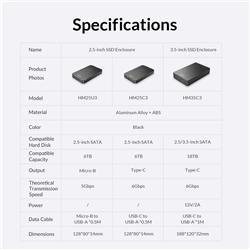 Orico HM35C3 Tool Free 3.5" USB3.1 Gen1 Type C Hard Drive Enclosure with 6Gbps Speed