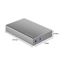 iCAN RSH-339 3.5" USB 3.0 SATA III Hard Drive Enclosure with Max Speed 6Gbps, Sliver(Open Box)