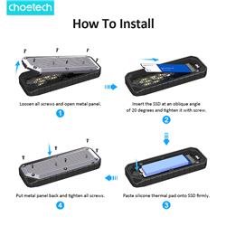 Chotech MSE004 USB3.2 Chips Compatible M.2 NVME / SATA SSD Protocaol 10Gbps Transfer Speed SSD Enclosure wih IP65 water-Proof a