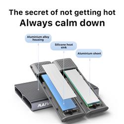 Maiwo K1202P2 Tool Free USB 3.2 Gen2×1 Type-C PCIe NVMe and SATA M.2 SSD Enclosure, Support 2pcs SATA or NVMe M.2 SSD