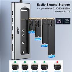 iCAN RSH-D06P USB C M.2 NVMe&SATA SSD Enclosure with 6-in-1 10Gbps HUB Functions(Open Box)