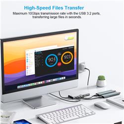 iCAN RSH-D06P USB C M.2 NVMe&SATA SSD Enclosure with 6-in-1 10Gbps HUB Functions(Open Box)