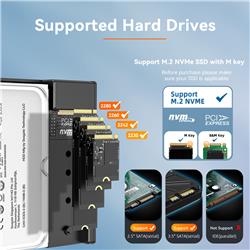 iCAN Dual Bay M.2 NVMe SSD and 3.5" to 2.5" SATA HDD/SSD Enclosure