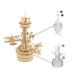 ROKR 3D Wooden Puzzle,Air-Control Tower Music Box,Perfect Gift(Open Box)