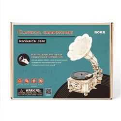 ROKR 3D Wooden Puzzle,Classic Gramophone,1:1 19th-century Replica