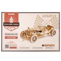 ROKR 3D Wooden Puzzle, V8 Grand Prix Car Model,1:16 Scale Model