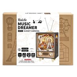 ROKR 3D Wooden Puzzle,Sunset Carnival Music Box,Amusement-Park-Themed