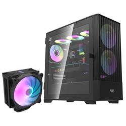 DarkFlash DK415M Mesh mATX PC Case, 2x ARGB Fans Included, Black+DarkFlash Darkair Pro CPU Cooler, Black