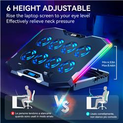 ICAN Gaming Laptop Cooling Pad with 8 Cooling Fans, for Laptop 15-17.3
