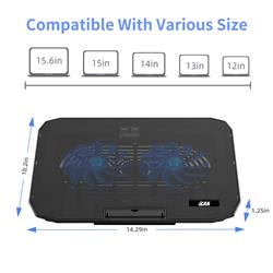 ICAN Small Size Laptop Cooling Pad with 2 Cooling Fans,Below 15.6 Lnch