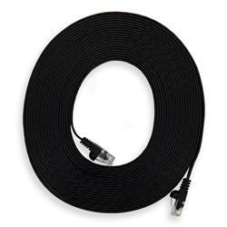 iCAN CAT6 Ethernet Patch Flat Cable, High Speed 1000Mbps 250MHz, UTP 32AWG, 25FT, Black(Open Box)