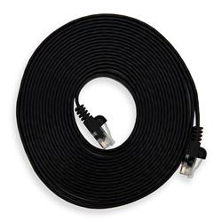 iCAN CAT6 Ethernet Patch Flat Cable, High Speed 1000Mbps 250MHz, UTP 32AWG, 15FT, Black