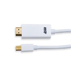 iCAN Mini DisplayPort Male to HDMI Male, Gold Plated, 32AWG Cable, 6FT