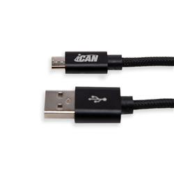 iCAN Micro USB Cable, Nylon Braided, 2M, Black