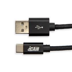 iCAN Type C Cable, Nylon Braided, 1M, Black