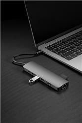 iCAN Type-C Multiport Adapter | USB 3.0*3 (5Gbps) + TF+SD+ HDMI (4K@30hz) + Type-C PD Charging (60W) + Lan RJ45