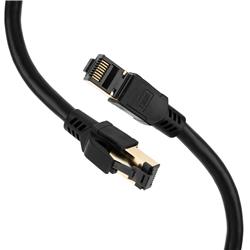 iCAN CAT7 Ethernet Patch Cable, 10G Double Shielded S/FTP, 26AWG, Gold plated, 7FT, Black(Open Box)