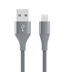 iCAN Premium 4ft USB-A 2.0 to Lightning Cable, Apple MFi, Metal Connector, Braided, Grey