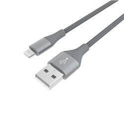 iCAN Premium 4ft USB-A 2.0 to Lightning Cable, Apple MFi, Metal Connector, Braided, Grey