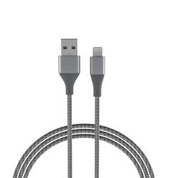 iCAN Premium 6ft USB-A 2.0 to Lightning Cable, Apple MFi, Metal Connector, Braided, Grey