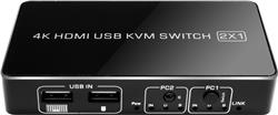 iCAN HDMI USB KVM Switch 2x1 with Switch Extension, 4K@60Hz(Open Box)