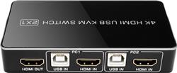 iCAN HDMI USB KVM Switch 2x1 with Switch Extension, 4K@60Hz(Open Box)