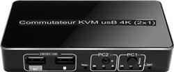 iCAN HDMI USB KVM Switch 2x1 with Switch Extension, 4K@60Hz(Open Box)