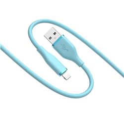 iCAN USB-A 2.0 to Lightning Silicone Cable, Apple MFi Certified, M/M, 4ft, Sky Blue