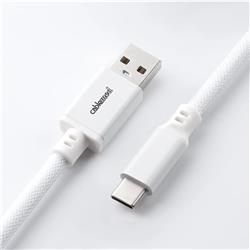 CableMod Pro Coiled Keyboard Cable (Glacier White, USB A to USB Type C, 150cm)