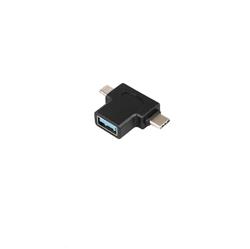 iCAN USB 3.0 A Female to Type C Male / Micro USB Male Adapter, Black