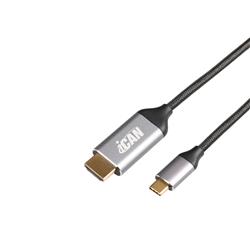 iCAN 6ft USB Type-C To HDMI cable, 4K@60Hz, Metal Connector, Braided(Open Box)