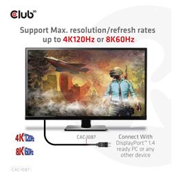 Club 3D DisplayPort 1.4 to HDMI 4K120Hz or 8K60Hz HDR10 Cable M/M 3m/9.84ft(Open Box)