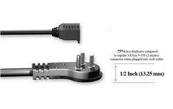 Micro Connectors Low Profile Angled Power Cord Extension, 16 AWG, 3FT