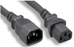 Micro Connectors AC Power Extension Cord 18AWG, C13 to C14, 6FT, Black