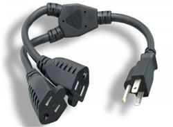 Micro Connectors 14 Inches 1 to 2 Y Power Cord Splitter