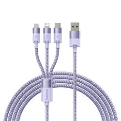 Baseus StarSpeed 1-for-3 Fast Charging Data Cable USB-A to M+L+C 3.5A, 1.2m (4ft), Purple