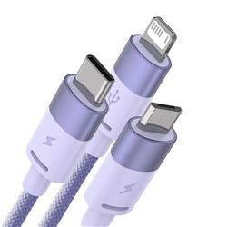 Baseus StarSpeed 1-for-3 Fast Charging Data Cable USB-A to M+L+C 3.5A, 1.2m (4ft), Purple