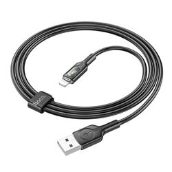 Hoco "U120 Transparent explore" intelligent power-off charging data cable iP, 1.2m (4ft), Black