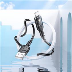 Hoco "U120 Transparent explore" intelligent power-off charging data cable iP, 1.2m (4ft), Black