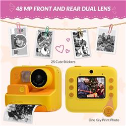 Mafiti Kids Camera Instant Print, K27 48MP Digital Camera with Zero Ink, Selfie 1080P Video Camera with 32G TF Card, Toys Gi...