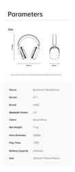 Casque sans fil avec son surround argenté AWEI AT7
