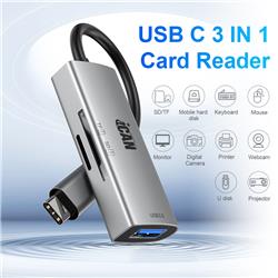 iCAN RX01D USB C 3 in 1 Card Reader