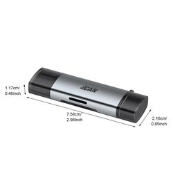 iCAN RSH-DK01 USB3.0 and Type C 3.0 Memory Card Reader for SD+TF